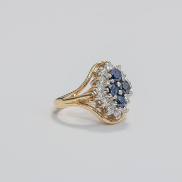 Pre-Owned 14k Sapphire and Diamond Cluster Ring
