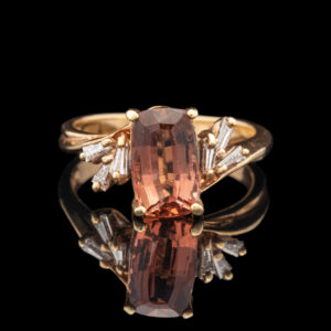 Pre-Owned 14K Tourmaline and Diamond Ring