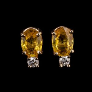 14K Yellow Sapphire and Diamond Stud Earrings
