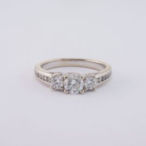 Pre-Owned Classic Journey Diamond Engagement Ring in 14 Karat White Gold