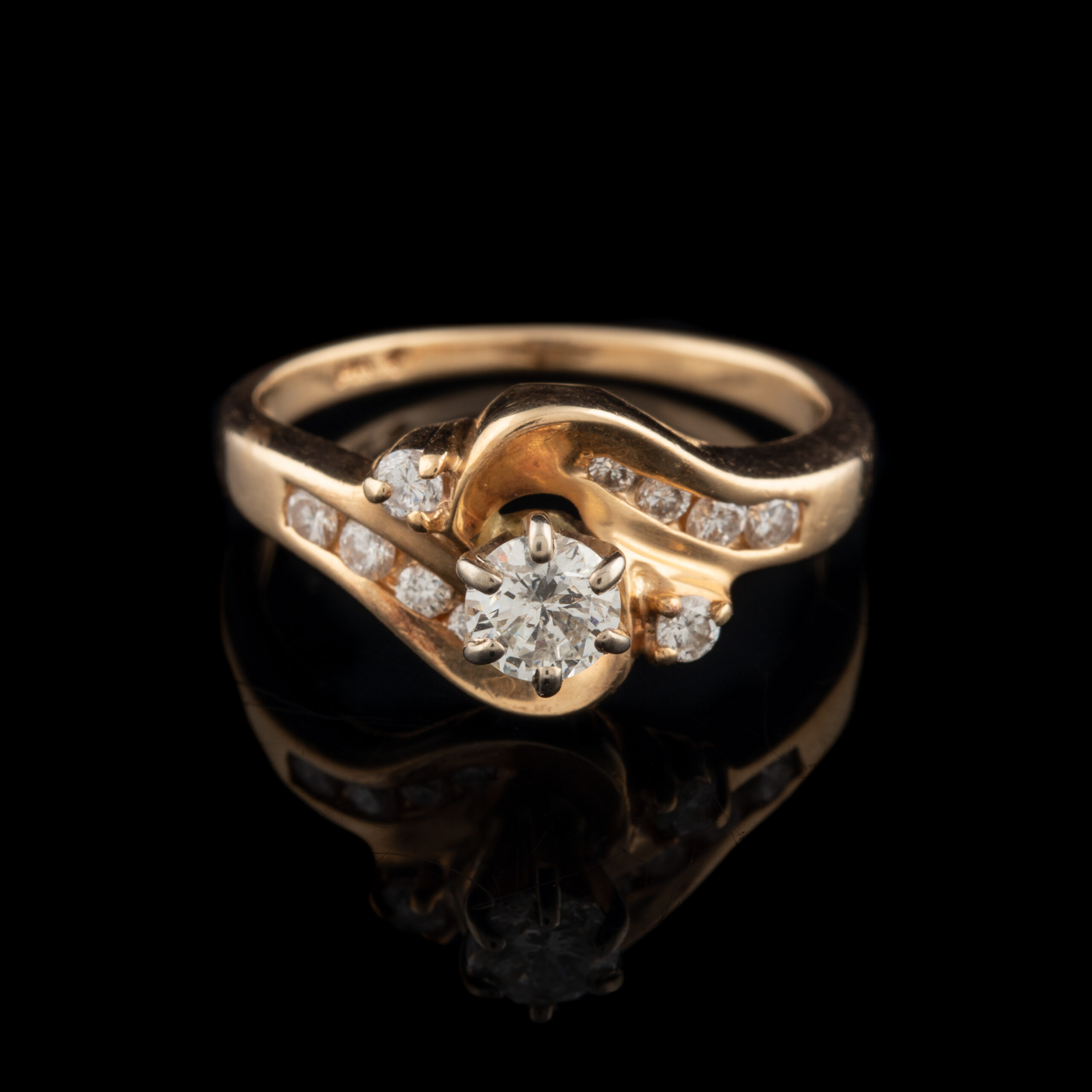 Pre-Owned 14K By-Pass Design Diamond Ring